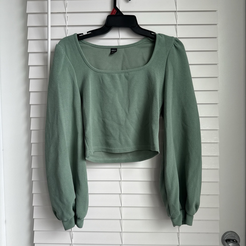 Sage Green Puff Sleeve Blouse